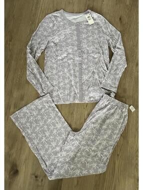 Charter Club Women's 2-Pc Bow Printed Long-Sleeve Lilac Pajama Set Small
